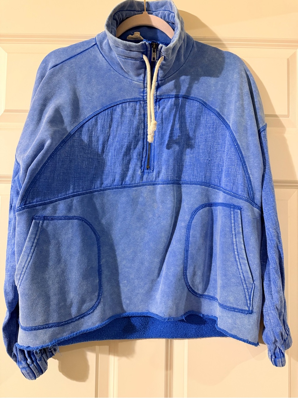 Hem & Thread Blue Half-Zip Pullover Sweatshirt